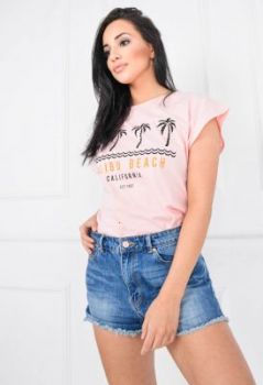 T-shirt nadruk Malibu i palmy