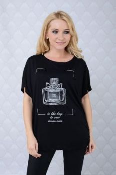 Bluzka z nadrukowanym flakonem perfum Tres Chic