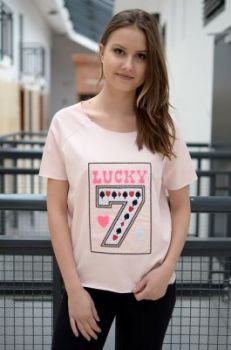 Luźna bluzka z haftem \"LUCKY 7\"