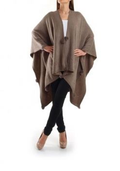 Ciepłe ponczo z futerkiem oversize