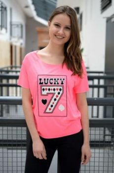 Luźna bluzka z haftem \"LUCKY 7\"