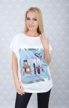 Bluzka z nadrukowanym flakonem perfum