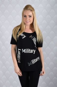 Bluzka z napisem Military i cekinami