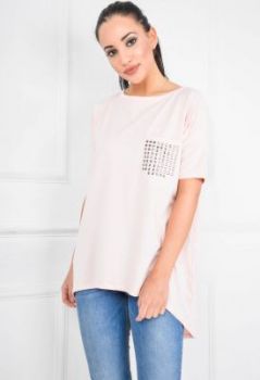 Bluzka oversize kieszonka z kwadracikami