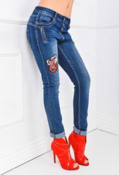 Rurki ciemny jeans naszywki