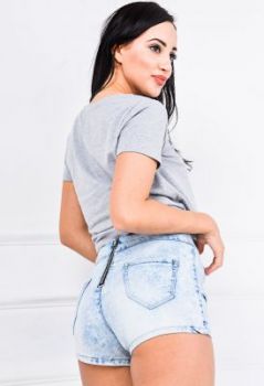 Szorty jasny jeans zamek z tyłu