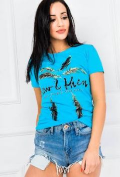 T-shirt pióra i nadruk