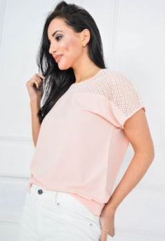 Bluzka z krótkim rękawem ażurowa góra