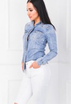 Koszula na guziki rozjaśniany niebieski jeans