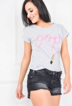 T-shirt nadruk szminka i oops