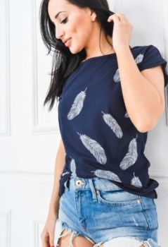 T-shirt bluzka nadruk z piórem