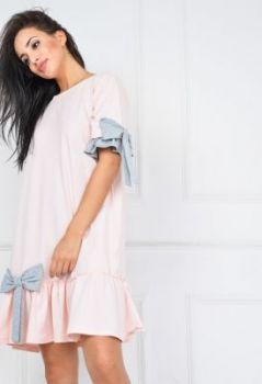 Sukienka oversize falbana i kokardki
