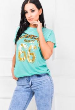T-shirt oversize złote napisy modele