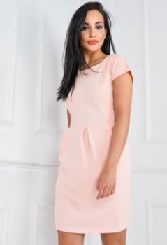 Sukienka taliowana krótki rękaw i kieszonki