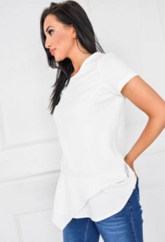 Bluzka z krótkim rękawem zakładka i falbana