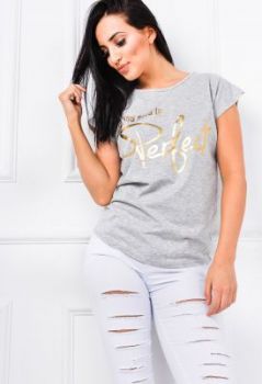 T-shirt złoty napis ALL YOU NEED TO PERFECT