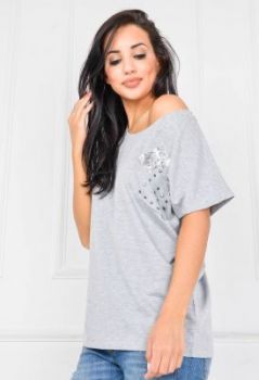 Bluzka oversize brokat kieszonka