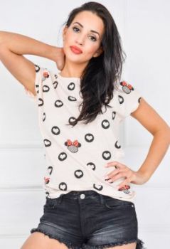 T-shirt print Minnie i serduszka