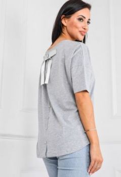 Bluzka oversize wstążka i guziki