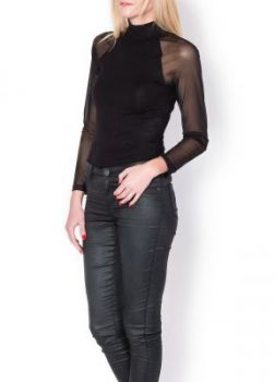 -20% SALE Bluzka z golfem, rękawy siateczka