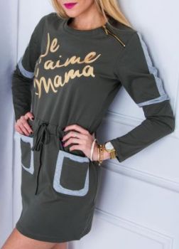 -30% SALE Tunika nadruk \"Je'taime mama\" sznureczek kieszenie