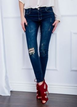 - 35% SALE Rurki ciemne jeansy przetarcia