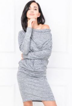 Tunika nietoperz melanżowa dzianina kołnierz