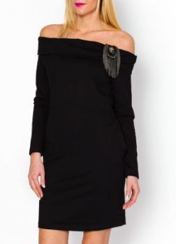 Sukienka wykładany kołnierz broszka