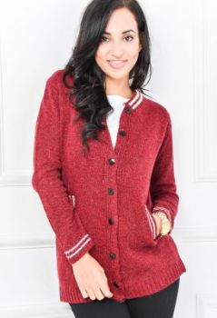 Rozpinany sweter dekolt w serek i paski