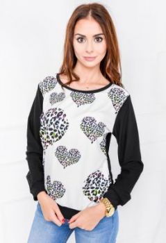 Bluza print serduszka panterka