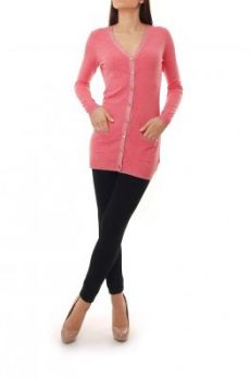 Długi kardigan kieszenie