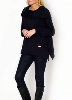 Bluza oversize wykładany kołnierz i kaptur