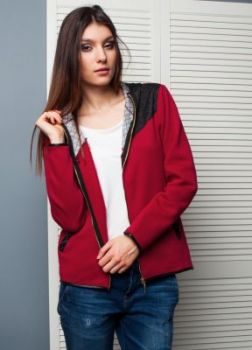 Zapinana bluza pikowane wstawki eko skóra