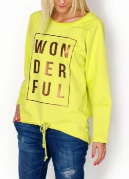 Bluza oversize złoty napis \"wonderful\"