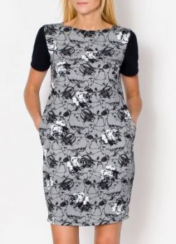 -40% SALE Dwukolorowa, kwiatowa sukienka