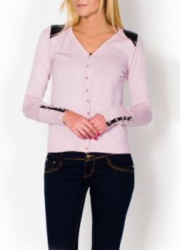 -20% SALE Rozpinany sweter wstawki ekoskóra