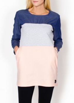 Tunika bluzka trójkolorowa jeans