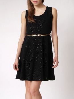 -30% SALE Sukienka rozkloszowana pasek brokat