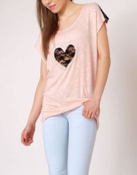 -20% SALE Bluzka ramiona koronka serce