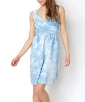 Dekatyzowana jeansowa sukienka midi