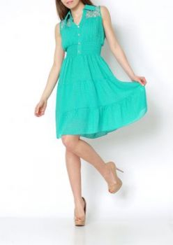 -20% SALE Zwiewna sukienka kołnierzyk ażur