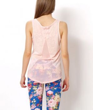 SUPER SALE Top szyfon bluzka ozdobne plecy