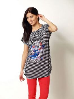 SUPER SALE Bluzka nadruk paski tunika print