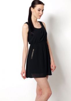 -25% SALE Szyfonowa sukienka zamki lamówka