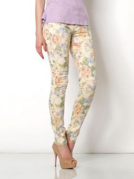 -20% SALE Jeansy spodnie rurki floral kwiaty