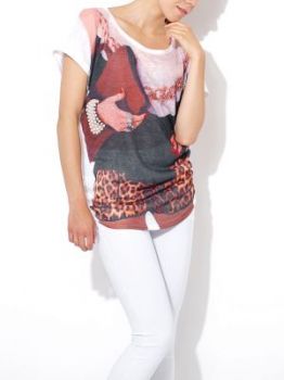 -20% SALE Asymetryczna bluzka tunika print