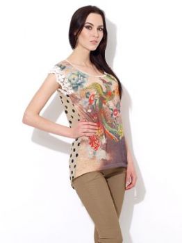 SUPER SALE Tunika bluzka w grochy print haft