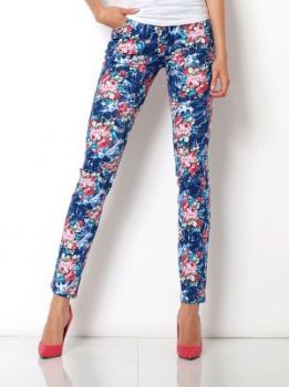Jeans kwiaty floral rurki