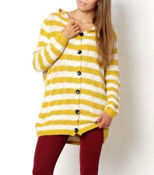 Gruby sweter kardigan w paski