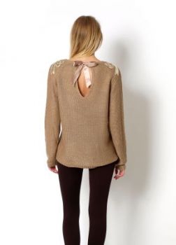 Ciepły sweter wiązane plecy